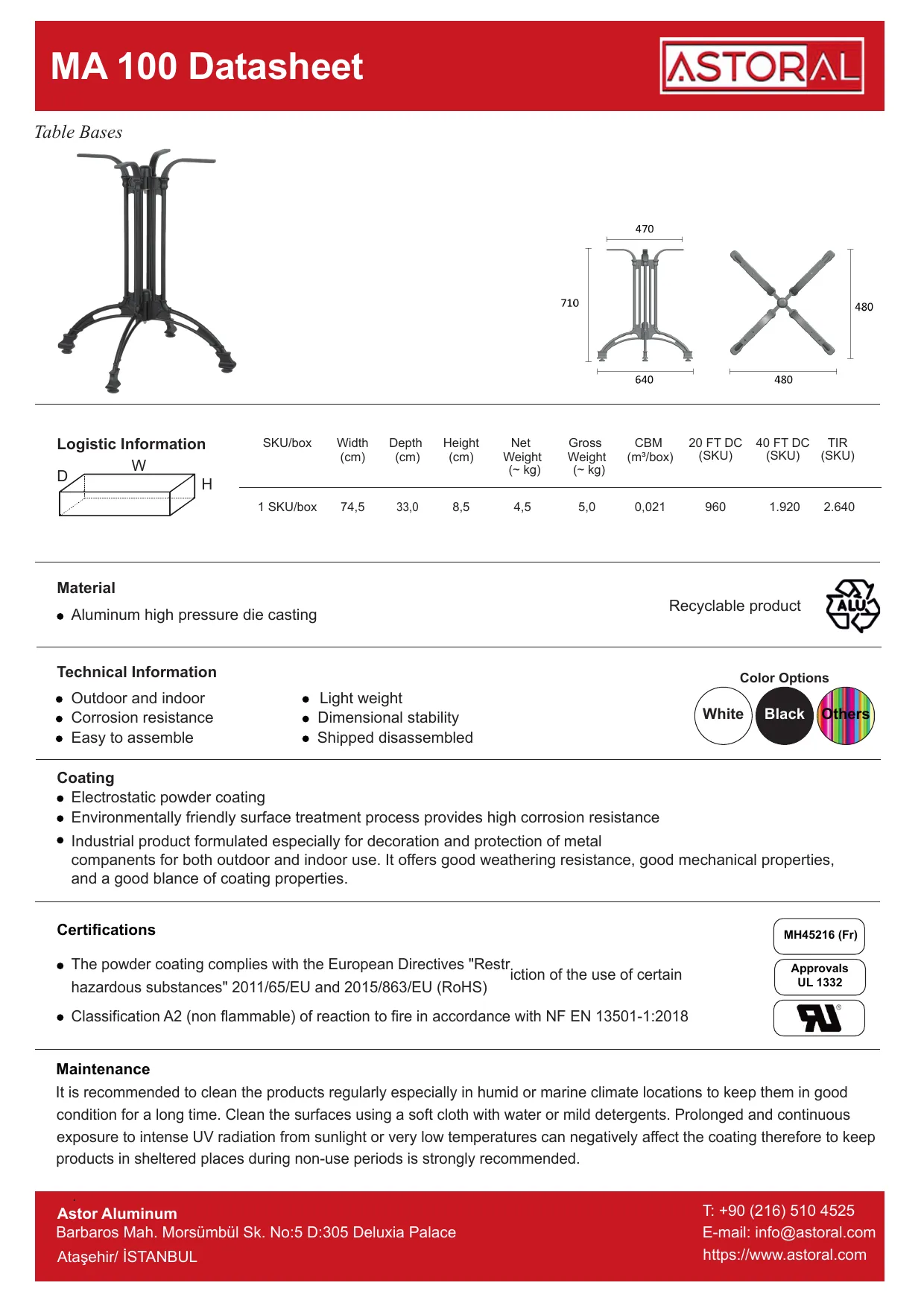 Tablebase MA100 TDS