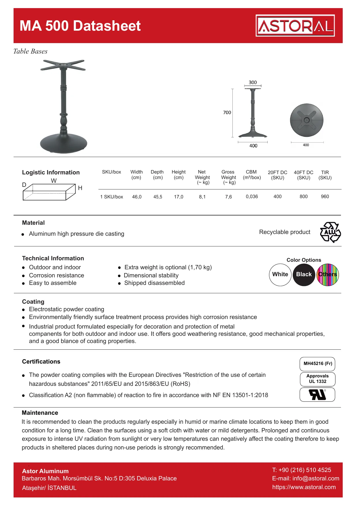 Tablebase MA500 TDS